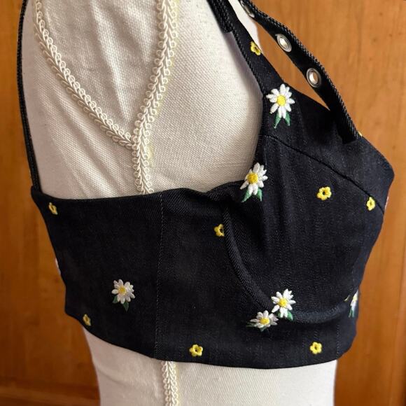 Miaou Dylan Bra embroidered Daisy opening zip front Opening Ceremonies M medium - Picture 7 of 16
